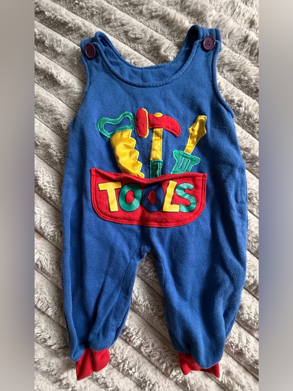 Vintage Buddy Boys Fleece Overalls Blue - Size 12 Months